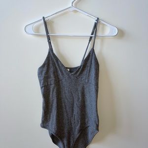 Grey spaghetti strap bodysuit